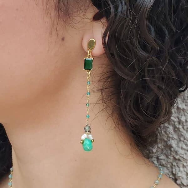 pendientes San Marco de crisoprasa y ónix verde
